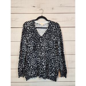 MICHAEL Michael Kors Women's‎ Black Animal Print Long Sleeve Sweater Size Large